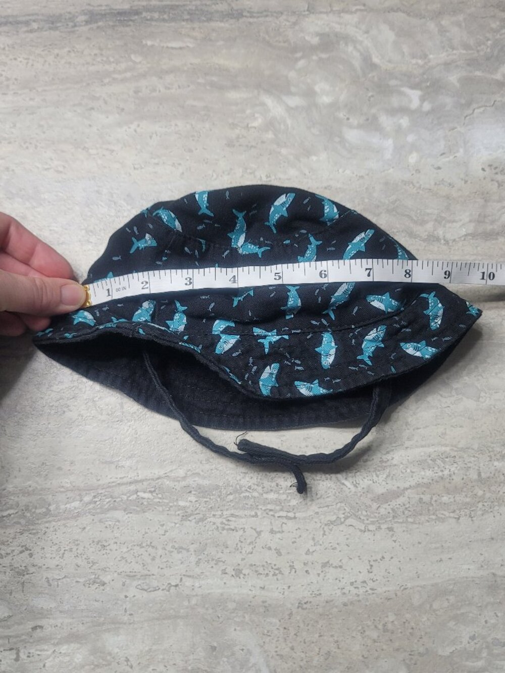 #677 FREE W PURCHASE Shark Toddler Chin Strap Hat Approx 12M